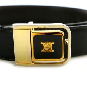 美品　セリーヌ トリオンフバックル　ベルト　ブラック　75 CELINE トリオンフ ベルト 75 ブラック ゴールド カーフスキン