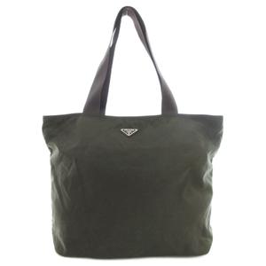 プラダ PRADA ハンドバッグ トート 肩掛け 三角プレート トライアングルロゴ ナイロン 緑 グリーン /GV ■GY18 メンズ