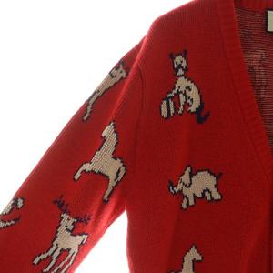 グッチ GUCCI HAWAII カーディガン ウール コットン ニット Vネック アニマル 総柄 赤 レッド ■GY18 /MQ メンズ