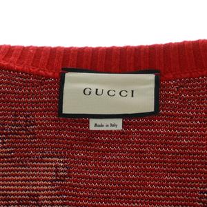 グッチ GUCCI HAWAII カーディガン ウール コットン ニット Vネック アニマル 総柄 赤 レッド ■GY18 /MQ メンズ