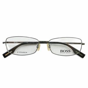 ヒューゴボス HUGO BOSS 眼鏡 メガネ 度なし チタンフレーム スクエア ロゴ 54□16-140 シルバー色 BOSS-6557 /XZ ■GY11 メンズ