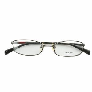 ポリス POLICE 眼鏡 メガネ 度なし チタンフレーム スクエア ロゴ 51□17-140 シルバー色 V8520J /XZ ■GY11 メンズ