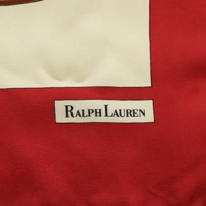 ラルフローレン RALPH LAUREN スカーフ 大判 絹 シルク ゴルフクラブ 総柄 ロゴ 赤 レッド /XZ ■GY18 レディース