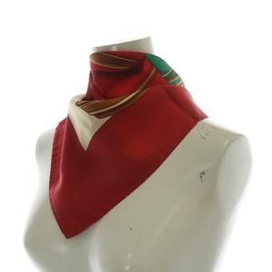 ラルフローレン RALPH LAUREN スカーフ 大判 絹 シルク ゴルフクラブ 総柄 ロゴ 赤 レッド /XZ ■GY18 レディース