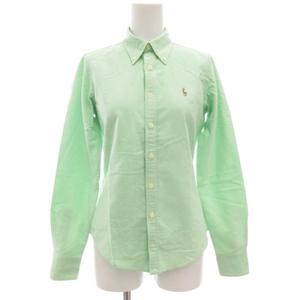 ラルフローレン RALPH LAUREN ボタンダウンシャツ ブラウス 長袖 カジュアル ポニー刺繍 ロゴ 5 黄緑 ライトグリーン /GV ■GY18 レディース
