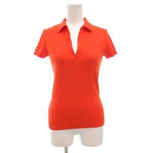 ラルフローレン RALPH LAUREN ポロシャツ カットソー 半袖 スキッパーカラー ポニー刺繍 ロゴ XS オレンジ /GV ■GY18 レディース