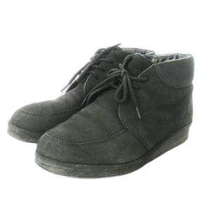 ハッシュパピー Hush Puppies ショートブーツ チャッカブーツ フラット スエード レースアップ 23.5cm 黒 ブラック /AO9 ■GY18 レディース