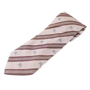 バーバリー BURBERRY ネクタイ 絹 シルク ワイドタイ ストライプ ロゴ 総柄 紫 パープル ボルドー /XZ ■GY18 メンズ