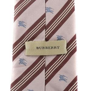 バーバリー BURBERRY ネクタイ 絹 シルク ワイドタイ ストライプ ロゴ 総柄 紫 パープル ボルドー /XZ ■GY18 メンズ