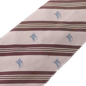 バーバリー BURBERRY ネクタイ 絹 シルク ワイドタイ ストライプ ロゴ 総柄 紫 パープル ボルドー /XZ ■GY18 メンズ