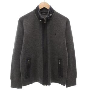 バーバリーブラックレーベル BURBERRY BLACK LABEL ニットジャケット ジップアップ ロゴ 刺繍 2 グレー /AE ■GY18 メンズ