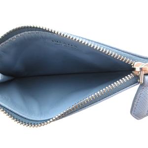 プラダ PRADA 美品 サフィアーノ コインケース 小銭入れ カード入れ ロゴ 三角プレート レザー 水色 ライトブルー /AE ■GY11 レディース
