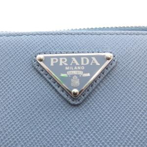 プラダ PRADA 美品 サフィアーノ コインケース 小銭入れ カード入れ ロゴ 三角プレート レザー 水色 ライトブルー /AE ■GY11 レディース