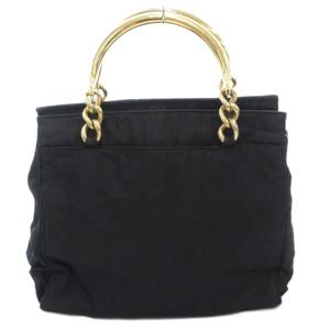 プラダ PRADA ハンドバッグ ロゴ 三角プレート メタルハンドル チェーン ナイロン 黒 ブラック /AE ■GY18 レディース