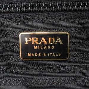 プラダ PRADA ハンドバッグ ロゴ 三角プレート メタルハンドル チェーン ナイロン 黒 ブラック /AE ■GY18 レディース