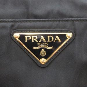 プラダ PRADA ハンドバッグ ロゴ 三角プレート メタルハンドル チェーン ナイロン 黒 ブラック /AE ■GY18 レディース