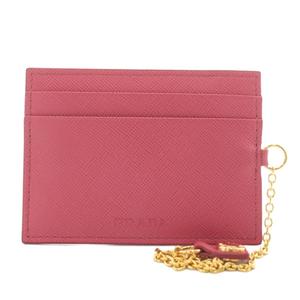 プラダ PRADA サフィアーノ カードケース パスケース 定期入れ レザー チェーン ピンク /XZ ■OH ■GY11 レディース