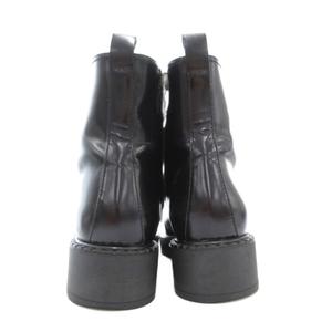 プラダ PRADA ショートブーツ 38.5 25.5cm シューズ レザー 本革 レースアップ サイドジップ 黒 ブラック /AE ■GY18 メンズ レディース