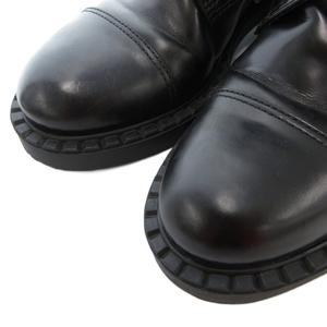 プラダ PRADA ショートブーツ 38.5 25.5cm シューズ レザー 本革 レースアップ サイドジップ 黒 ブラック /AE ■GY18 メンズ レディース