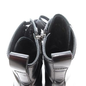 プラダ PRADA ショートブーツ 38.5 25.5cm シューズ レザー 本革 レースアップ サイドジップ 黒 ブラック /AE ■GY18 メンズ レディース