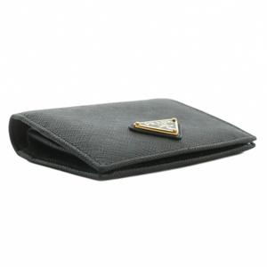 プラダ PRADA 1MV204 二つ折り 財布 サフィアーノレザー 三角 トライアングル ロゴ プレート ゴールド金具 黒 ブラック /XZ ■OH ■GY13 レディース