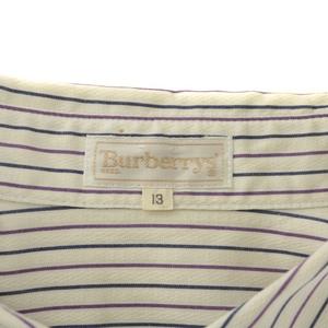 バーバリー BURBERRY シャツ ブラウス 長袖 ストライプ 総柄 ロゴ 刺繍 13ABR XL 白 ホワイト 紺 ネイビー 紫 パープル /XZ ■GY18 メンズ