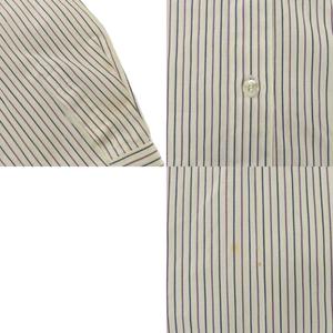 バーバリー BURBERRY シャツ ブラウス 長袖 ストライプ 総柄 ロゴ 刺繍 13ABR XL 白 ホワイト 紺 ネイビー 紫 パープル /XZ ■GY18 メンズ