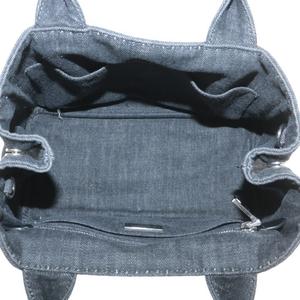 プラダ PRADA カナパ トートバッグ ショルダー 2WAY デニム キャンバス ロゴ 黒 ブラック /XZ ■OH ■GY18 レディース