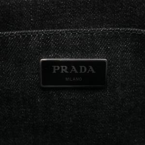 プラダ PRADA カナパ トートバッグ ショルダー 2WAY デニム キャンバス ロゴ 黒 ブラック /XZ ■OH ■GY18 レディース
