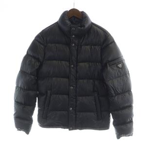 プラダ PRADA SGJ258 ダウンジャケット ジップアップ トライアングル 三角 プレート ロゴ 46 M 黒 ブラック ■GY18 /MQ メンズ