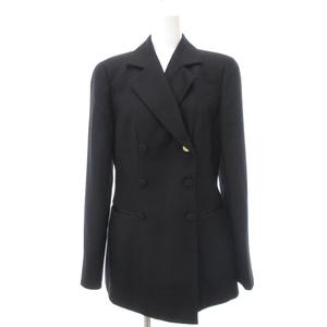 ジョルジオアルマーニ GIORGIO ARMANI テーラードジャケット ダブルブレスト カシミヤ 42 黒 ブラック /UO ■GY18 レディース