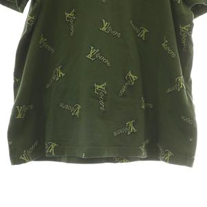 【中古】ルイヴィトン 25SS LV Vers ジャカード コットン Tシャツ カットソー 半袖 クルーネック 刺繍 総柄 L 緑 ルイヴィトン LOUIS VUITTON 25SS LV Vers ジャカード コットン T