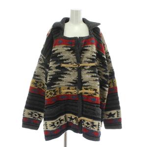 ラルフローレン RALPH LAUREN ポロスポーツ POLO SPORT カーディガン カウチンニット ウール アルパカ 長袖 トグルボタン ネイティブ柄 総柄 15 マルチカラー /XZ ■GY18 レディース