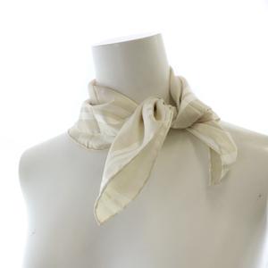 エルメス HERMES スカーフ ハンカチ チェック柄 ロゴ ベージュ ■GY11 /MQ ■OH レディース