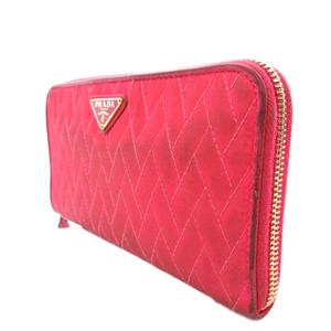 プラダ PRADA 長財布 サイフ キルティング プレート ラウンドファスナー ショッキングピンク /YJ ■GY11 レディース