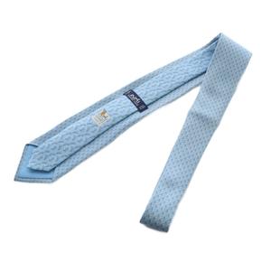 エルメス HERMES ネクタイ レギュラータイ 絹 シルク ロゴ 総柄 青 ブルー ■GY17 /MQ ■OH メンズ