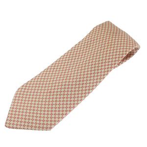 エルメス HERMES ネクタイ 絹 シルク ワイドタイ 花柄 総柄 オレンジ 白 ホワイト /XZ ■OH ■GY17 