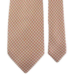 エルメス HERMES ネクタイ 絹 シルク ワイドタイ 花柄 総柄 オレンジ 白 ホワイト /XZ ■OH ■GY17 