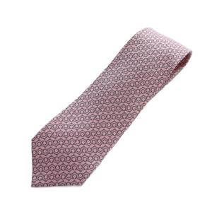 エルメス HERMES ネクタイ レギュラータイ 絹 シルク ロゴ 総柄 ピンク ■GY17 /MQ ■OH メンズ