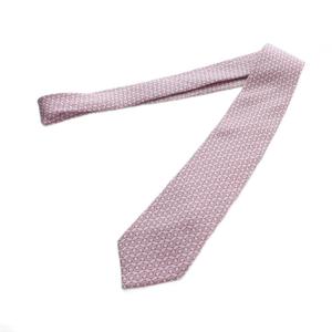 エルメス HERMES ネクタイ レギュラータイ 絹 シルク ロゴ 総柄 ピンク ■GY17 /MQ ■OH メンズ