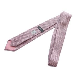 エルメス HERMES ネクタイ レギュラータイ 絹 シルク ロゴ 総柄 ピンク ■GY17 /MQ ■OH メンズ