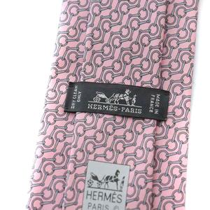 エルメス HERMES ネクタイ レギュラータイ 絹 シルク ロゴ 総柄 ピンク ■GY17 /MQ ■OH メンズ