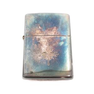 ジッポー ZIPPO 2000年製 USA製 オイルライター 喫煙具 火花確認済 青 ブルー シルバー色 /YJ ■GY18 その他