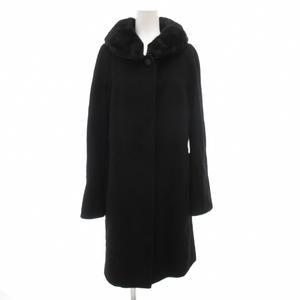 マックスマーラステュディオ Max Mara Studio ファーコート 毛皮 ミンク ウール ロング I42 黒 ブラック /UO ■GY18 レディース