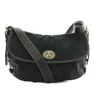 コーチ COACH ショルダーバッグ キャンバス レザー シグネチャー ターンロック 黒 ブラック F15171 /XZ ■GY18 レディース