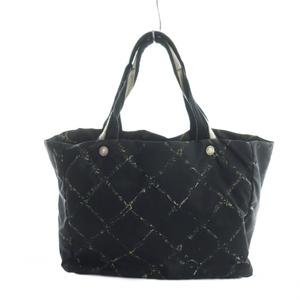 シャネル CHANEL 旧トラベルライン トートバッグ ハンド ナイロン ロゴ 黒 ブラック ■GY11 /MQ ■OH レディース