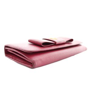 プラダ PRADA 長財布 二つ折り サフィアーノレザー リボン ロゴ ゴールド金具 ピンク /XZ ■OH ■GY18 レディース
