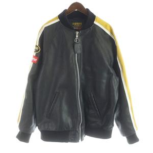 シュプリーム SUPREME Vanson バンソンコラボ Leathers Perforated Bomber Jacket レザー ボンバージャケット 牛革 レーシング XL 黒 ブラック /MW ■GY18 メンズ