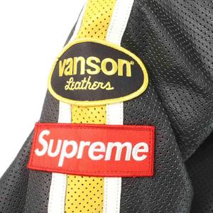 シュプリーム SUPREME Vanson バンソンコラボ Leathers Perforated Bomber Jacket レザー ボンバージャケット 牛革 レーシング XL 黒 ブラック /MW ■GY18 メンズ
