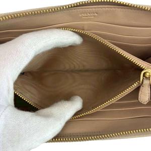 プラダ PRADA 長財布 レザー キルティング ラウンドファスナー ロゴ ゴールド金具 ベージュ /XZ ■GY18 レディース